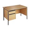Metro Rectangular Desk with 2-Drawer Pedestal and Modesty Panels 1532x746x725 Beech