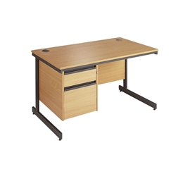 Metro Cantilever Rectangular Desk with 2-Drawer Pedestal 1228x746x725 Oak