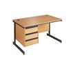 Metro Cantilever Rectangular Desk with 3-Drawer Pedestal 1532x746x725 Beech