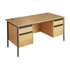 Metro Rectangular Desk with 2 x 2-Drawer Pedestals 1532x746x725 Oak
