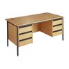 Metro Rectangular Desk with 2 x 3-Drawer Pedestals 1786x746x725 Oak