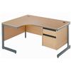 Metro Cantilever Radial Desk with 2-Drawer Pedestal Left Hand