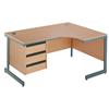 Metro Cantilever Radial Desk with 3-Drawer Pedestal Right Hand