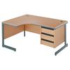 Metro Cantilever Radial Desk with 3-Drawer Pedestal Left Hand 1778x600x725 Oak