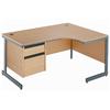 Metro Cantilever Radial Desk with 2-Drawer Pedestal Right Hand