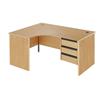Metro Panel End Radial Desk with 3-Drawer Pedestal Left Hand 1778x600x725 Oak