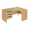 Metro Panel End Radial Desk with 3-Drawer Pedestal Right Hand 1778x600x725 Oak