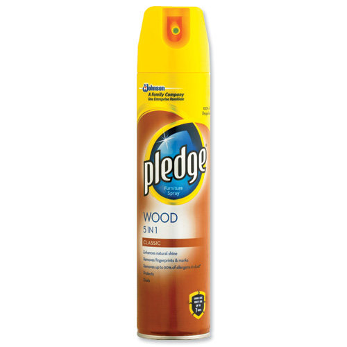 Pledge Wood 5 in 1 Classic Furniture Polish Aerosol Spray 300ml Ref