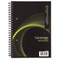 Cambridge Notebook Recycled Wirebound 70gsm Sidebound Ruled 100pp A5 Ref 100080124 [Pack 10]