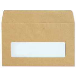 New Guardian Envelopes Lightweight Pocket Press Seal Window 80gsm Manilla 89x152mm [Pack 1000]