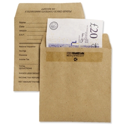 New Guardian Wage Envelopes Press Seal Medium Printed Pocket Manilla 108x102mm [Pack 1000]