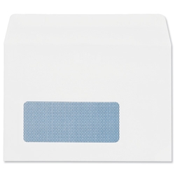 Plus Fabric Envelopes Wallet Press Seal Window 110gsm C6 White [Pack 500]
