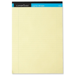 Cambridge Legal Pad Perforated Tear-off Feint Ruled with Margin 100pp A4 Yellow Ref 100080179 [Pack 10]