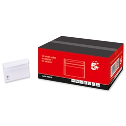5 Star C6 Envelopes White Office Envelopes Wallet Press Seal 80gsm [Pack 1000]