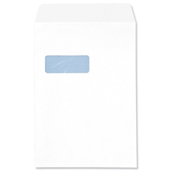 5 Star C4 Envelopes, Pocket  Envelopes, Press Seal with Window 90gsm [Pack 250]