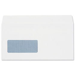 Plus Fabric Envelopes Wallet Press Seal Window 110gsm DL White [Pack 500]