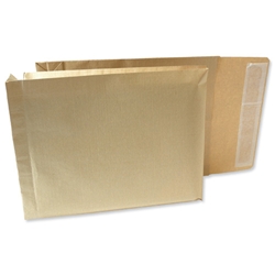 New Guardian Armour Envelopes Peel And Seal Gusset 50mm 130gsm Kraft Manilla 330x260mm [Box 100]