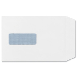 Plus Fabric Envelopes Pocket Press Seal Window 110gsm C5 White [Pack 250]