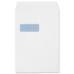 Plus Fabric Envelopes Pocket Press Seal Window 120gsm C4 White [Pack 125]